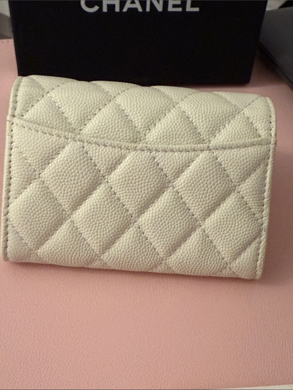 Chanel Quilted Flap Wallet in Ivory with Gold CC Logo